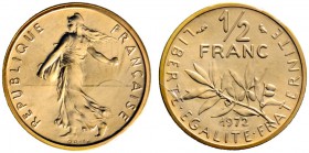 Frankreich-Königreich. Fünfte Republik seit 1958. 1/2 Francs - Dickabschlag (PIEDFORT) in GOLD 1972. Nach dem Modell von L.O. Roty. Säerin. Mit glatte...