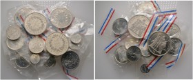 Frankreich-Königreich. Fünfte Republik seit 1958. Lot (14 Stücke): Dickabschläge (PIEDFORTs) in Silber zu 10 Francs 1968 (2x), 1971 und 1972. Nach dem...
