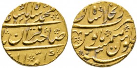 Indien-Moghul-Reich. Mohammed Shah AH 1131-1161/ AD 1719-1748. Gold-Mohur AH 1133 -Shahjahanabad-. KM 439.4, Fr. 832. 10,96 g vorzüglich