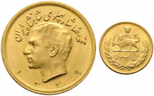 Iran-Pahlavi-Dynastie. Mohammad Reza Pahlavi Shah SH 1320-1358 / AD 1941-1979. 5 Pahlavi SH 1339 (1960). KM 1164, Fr. 99. 36,65 g Feingold prägefrisch...