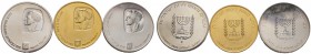 Israel. 3-tlg. Münzsatz 1974. Auf den Tod von Ben Gurion. Bestehend aus: Goldmünze zu 500 Lirot sowie Silbermünzen zu 25 Lirot (mit glattem Rand bzw. ...