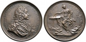 Italien. Bronzegussmedaillon 1707 von Massimiliano Soldani, auf den Juristen und Diplomaten Andrea Farsetti (1655-1715). Dessen Brustbild mit Umhang n...