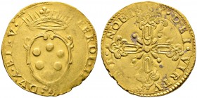Italien-Florenz. Ferdinand II. de Medici 1621-1670. Doppia o.J. Gekröntes Wappen / Blumenkreuz. CNI XII. 377, 168, Fr. 316. 6,70 g leichte Prägeschwäc...