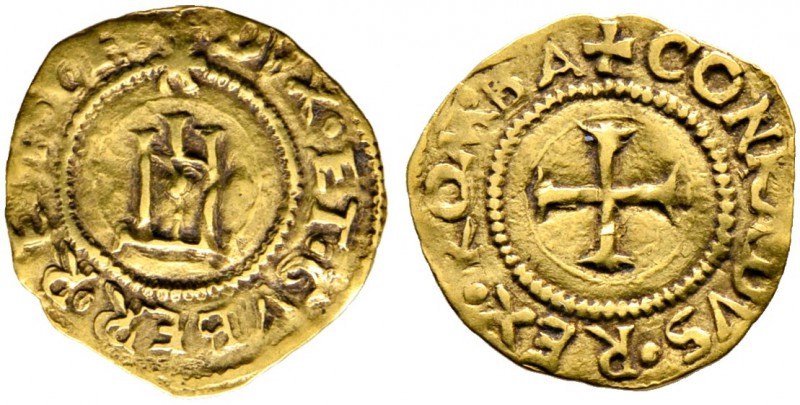 Italien-Genua. Republik. Mezzo Scudo d'oro del Sole o.J. Stilisiertes Kastell, d...
