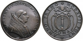 Italien-Kirchenstaat (Vatikan). Martin V. (Oddone Colonna) 1417-1431. Bronzemedaille 1417 von Paladino (unsigniert), auf seine Papst­wahl. Brustbild i...