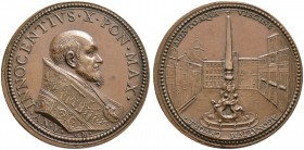 Italien-Kirchenstaat (Vatikan). Innocenz X. (Giambattista Pamphili) 1644-1655. Bronzemedaille AN V (1648) von Gaspare Mola, auf den neuen Brunnen Bern...