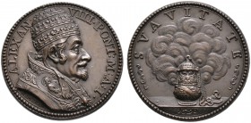 Italien-Kirchenstaat (Vatikan). Alexander VIII. (Pietro Ottoboni) 1689-1691. Bronzemedaille AN I (1690) von G. Hamerani, auf seine Papstwahl. Brustbil...