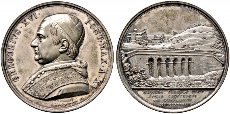 Italien-Kirchenstaat (Vatikan). Gregor XVI. 1831-1846. Silbermedaille AN XV (184...