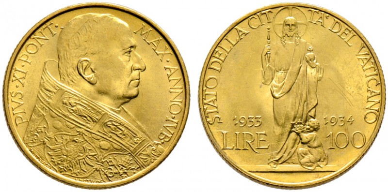 Italien-Kirchenstaat (Vatikan). Pius XI. 1922-1939. 100 Lire 1933/1934. Heiliges...