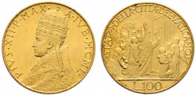 Italien-Kirchenstaat (Vatikan). Pius XII. 1939-1958. 100 Lire 1950 -Rom-. Öffnung der Heiligen Pforte. Berman 3399, Pagani 716, Fr. 289. 5,20 g. Aufla...