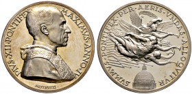 Italien-Kirchenstaat (Vatikan). Pius XII. 1939-1958. Silbermedaille AN V (1942/43) von A. Mistruzzi, auf die Friedensgebete in Radio Vatikan. Brustbil...