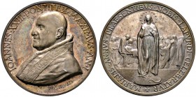 Italien-Kirchenstaat (Vatikan). Johannes XXIII. 1958-1963. Silbermedaille AN I (1958/59) von A. Mistruzzi, auf den 100. Jahrestag der ersten Madonnene...