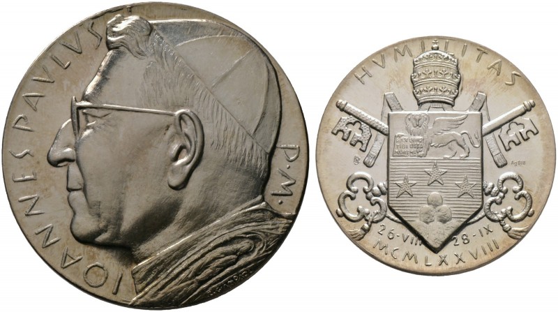Italien-Kirchenstaat (Vatikan). Johannes Paul I. 1978. Silbermedaille 1978 von C...