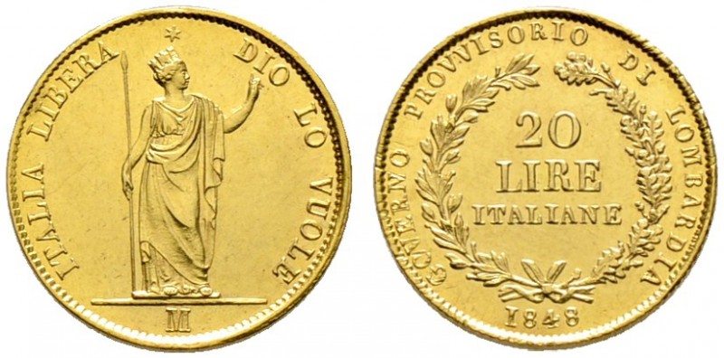 Italien-Lombardei und Venetien. Provisorische Regierung 1848. 20 Lire 1848 -Mail...