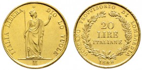 Italien-Lombardei und Venetien. Provisorische Regierung 1848. 20 Lire 1848 -Mailand-. Geprägt während des Aufstandes in Mailand. Pagani 212 (R2), Fr. ...