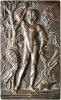 Italien-Padua. Einseitige, rechteckige Bronzeplakette o.J. von Moderno (ca. 1480-1520), auf den Genius der Musik. Nackter Jüngling steht frontal neben...