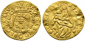 Italien-Savoyen. Carlo Emanuele I. 1580-1630. Ducato 1601 -Turin-. Gekrönter Wappenschild / Madonna mit Kind. Cudazzo 587a, Simon. 18/1, Fr. 1056. 3,4...