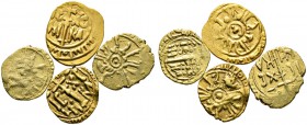 Italien-Sizilien. Roger II. 1105-1154. Lot (4 Stücke): Tari d'oro nach 1140 -Palermo-. (Ähnlich) wie vorher. Spahr 63ff, Fr. 632 (Messina). 0,73 g - 1...