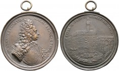 Itaien-Toskana/Florenz. Gian Gastone de Medici 1723-1737. Tragbares Bronzegussmedaillon o.J. von Antonio Selvi (unsigniert). Brustbild im Harnisch nac...