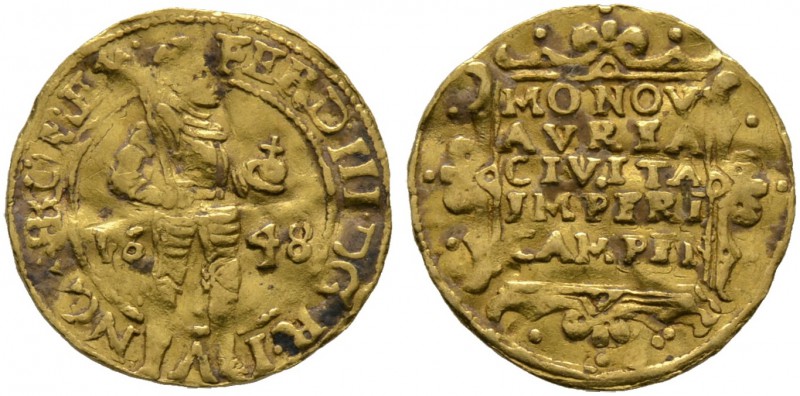 Niederlande-Kampen. Dukat 1648. Mit Hüftbild und Titulatur Kaiser Ferdinand III....