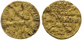 Niederlande-Kampen. Dukat 1648. Mit Hüftbild und Titulatur Kaiser Ferdinand III. Delm. 1117, Fr. 161. 3,47 g 
gewellt, fast sehr schön