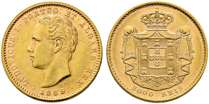 Portugal. Luis I. 1861-1889. 5.000 Reis (1/2 Coroa) 1889. KM 516, Fr. 153, Schl....