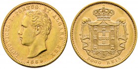 Portugal. Luis I. 1861-1889. 5.000 Reis (1/2 Coroa) 1889. KM 516, Fr. 153, Schl. 109. 8,87 g vorzüglich-prägefrisch