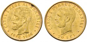 Rumänien. Carol I. von Hohenzollern-Sigmaringen 1866-1914. 20 Lei 1906 -Brüssel-. Auf sein 40-jähriges Regierungsjubiläum. Schäffer/Stambuliu 64, Fr. ...