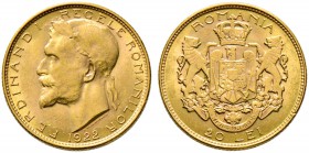Rumänien. Ferdinand I. 1914-1927. 20 Lei 1922 -London-. Auf seine Krönung. Schäffer/Stambuliu 82, Fr. 10, Schl. 12. 6,47 g selten, fast vorzüglich