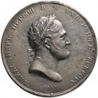 Russland. Alexander I. 1801-1825. Einseitige Eisengussmedaille 1814 unsigniert. Belorbeerte Büste des Zaren nach rechts. Diakov -, Smirnov -. 52,5 mm ...