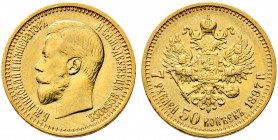 Russland. Nikolaus II. 1894-1917. 7,5 Rubel 1897 -St. Petersburg-. Bitkin 17, Uzdenikov 324, Fr. 178. 6,46 g 
minimale Randfehler, fast vorzüglich