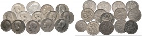 Russland. Nikolaus II. 1894-1917. Lot (14 Stücke): 50 Kopeken 1895, 1900, 1907 (R), 1909 (R1, winzige Henkelspur?), 1910 (R), 1911, 1912, 1913 (2 vers...