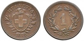 Schweiz-Eidgenossenschaft. Rappen 1870. DT 326, HMZ 2-1215l. sehr seltener Jahrgang, sehr schön-vorzüglich