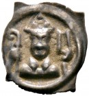 Schweiz-Basel, Bistum. Peter I. von Reichenstein 1286-1296. Vierzipfeliger Pfennig. Brustbild von vorn mit einspitziger Mitra, in den Händen einen Kru...