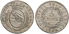 Schweiz-Bern. 5 Batzen 1805. DT 35a, HMZ 2-234a. Prachtexemplar, fast Stempelglanz