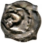 Schweiz-Laufenburg. Münzstätte der Grafen von Habsburg-Laufenburg. Vierzipfeliger Pfennig 14. Jh. Kopf eines Tieres (Löwe?) nach links mit geöffnetem ...