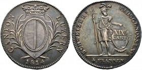 Schweiz-Luzern. Neutaler zu 4 Franken 1814. DT 53b, HMZ 2-668b, Dav. 364. 
herrliche Patina, winzige Kratzer, vorzüglich/sehr schön-vorzüglich