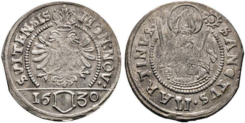 Schweiz-Schwyz. Dicken 1630. Gekrönter Doppeladler, im Abschnitt das Schwyzerwap...