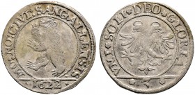 Schweiz-St. Gallen, Stadt. Halbdicken (Dreibätzner) 1622. DT 1405f, HMZ 2-900f. 
leichte Prägeschwächen und Justierspuren, sonst sehr schön-vorzüglich...