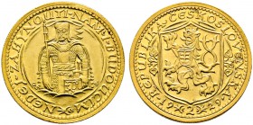 Tschechoslowakei. 2 Dukaten 1929 -Kremnitz-. St. Wenzel. Fr. 1, Schl. 2. 7,02 g. Auflage: 2.111 Exemplare 
seltener Jahrgang, vorzüglich-Stempelglanz