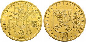 Tschechoslowakei. 10 Dukaten 1932 -Kremnitz-. St. Wenzel. Fr. 4, Schl. 35. 35,05 g. Auflage: 1.035 Exemplare 
selten, vorzüglich-Stempelglanz