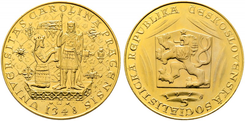Tschechoslowakei. 5 Dukaten 1978 -Kremnitz-. Auf den 600. Todestag Karl IV. Zent...