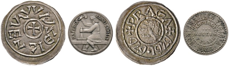 Tschechoslowakei. Lot (2 Stücke): Silbermedaille 1929 von Seinost in der Art ein...