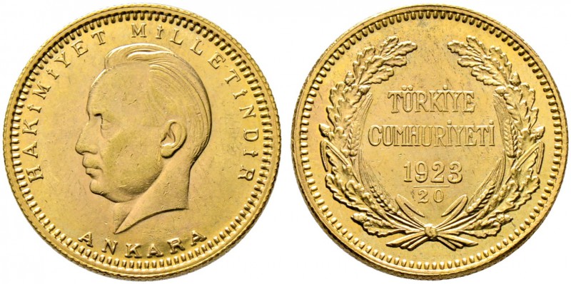 Türkei. Republik ab 1923. 250 Piaster 1923/20 = 1943. Präsident Ismet Inönü. Sch...