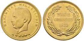 Türkei. Republik ab 1923. 250 Piaster 1923/20 = 1943. Präsident Ismet Inönü. Schl. 1168, Fr. 214. 18,12 g
 vorzüglich-prägefrisch