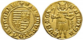 Ungarn. Sigismund 1387-1437. Goldgulden o.J. (1387-1396) -Buda-. Kammergraf Franciscus Bernardi. Quadrierter Wappenschild / St. Ladislaus mit Hellebar...