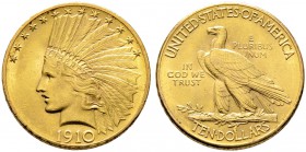USA. 10 Dollars 1910 -Philadelphia-. Indian Head. KM 130, Fr. 166. 16,77 g 
minimale Kratzer und Randunebenheiten, fast vorzüglich