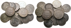 24 Stücke: Silbermünzen aus dem Zeitraum 18.-20. Jh. von Belgien, Frankreich, Großbritannien, Italien, Mexiko, Peru, USA und Venezuela. sehr schön, vo...