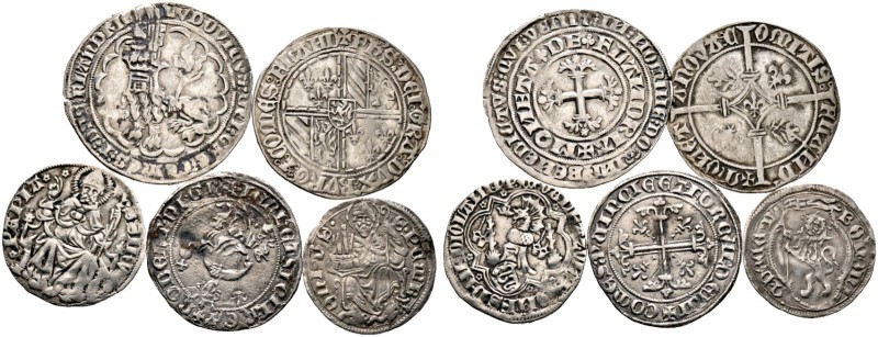 5 Stücke: Prägungen des 14./15. Jahrhunderts. Belgien-FLANDERN. Ludwig von Male ...