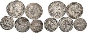 5 Stücke: Prägungen des 14./15. Jahrhunderts. Belgien-FLANDERN. Ludwig von Male (1346-1385), Doppelter Groot sowie Philipp der Gute (1419-1467), Doppe...